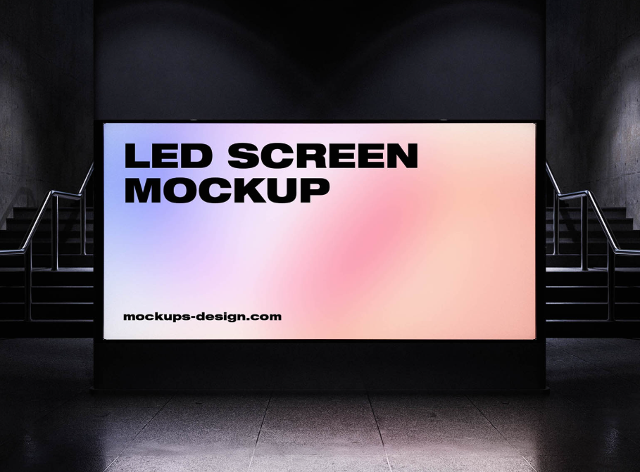 Underground LED Screen Billboard Mockup