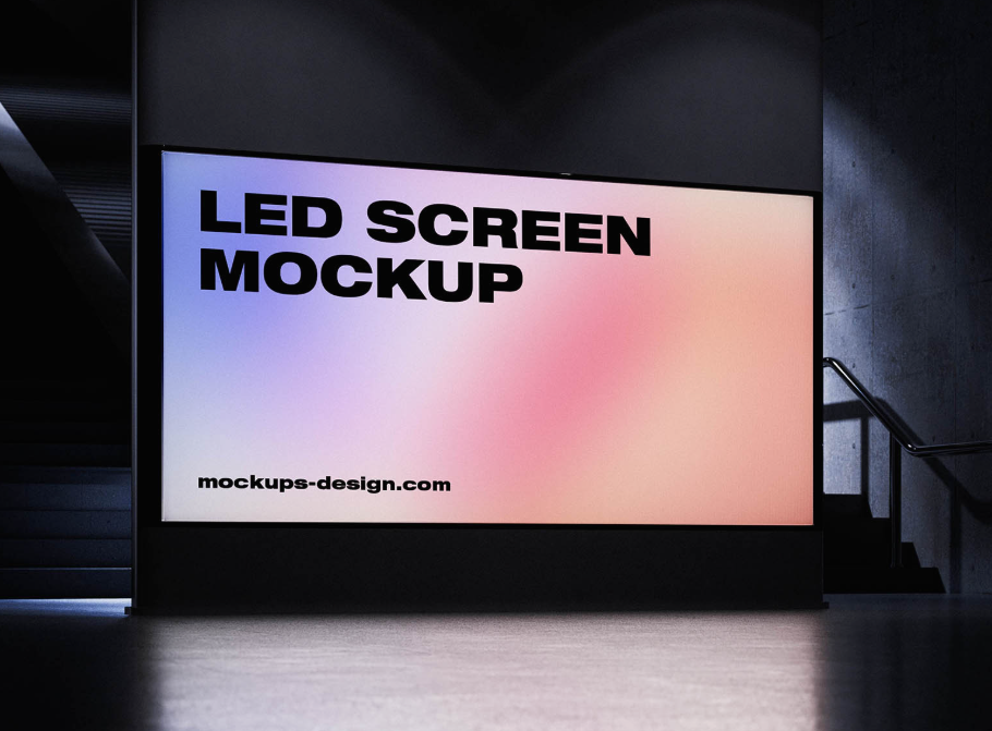 Underground LED Screen Billboard Mockup 