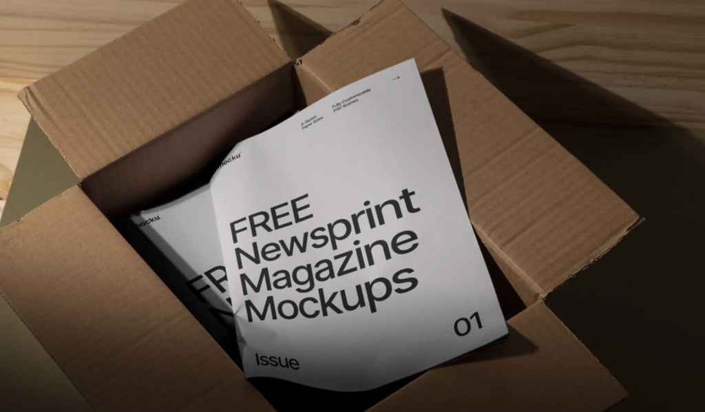 Versatile newsprint magazine mockup PSD Presentation Set