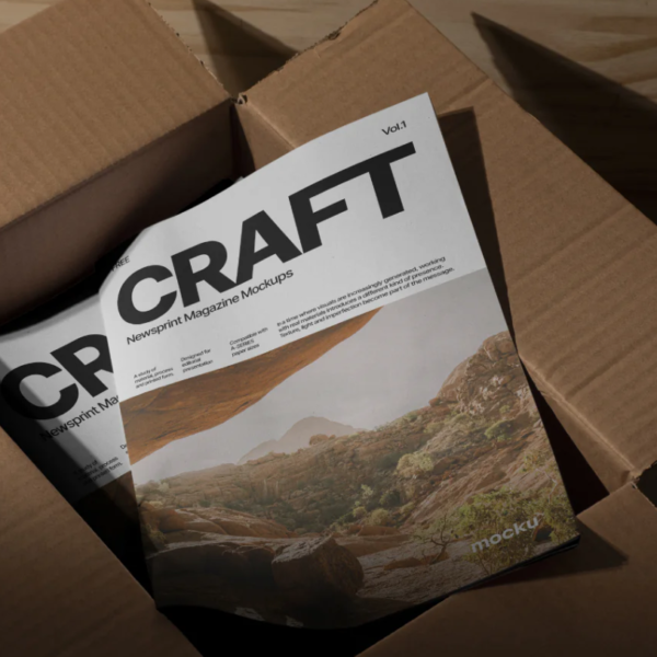Versatile newsprint magazine mockup PSD Presentation Set