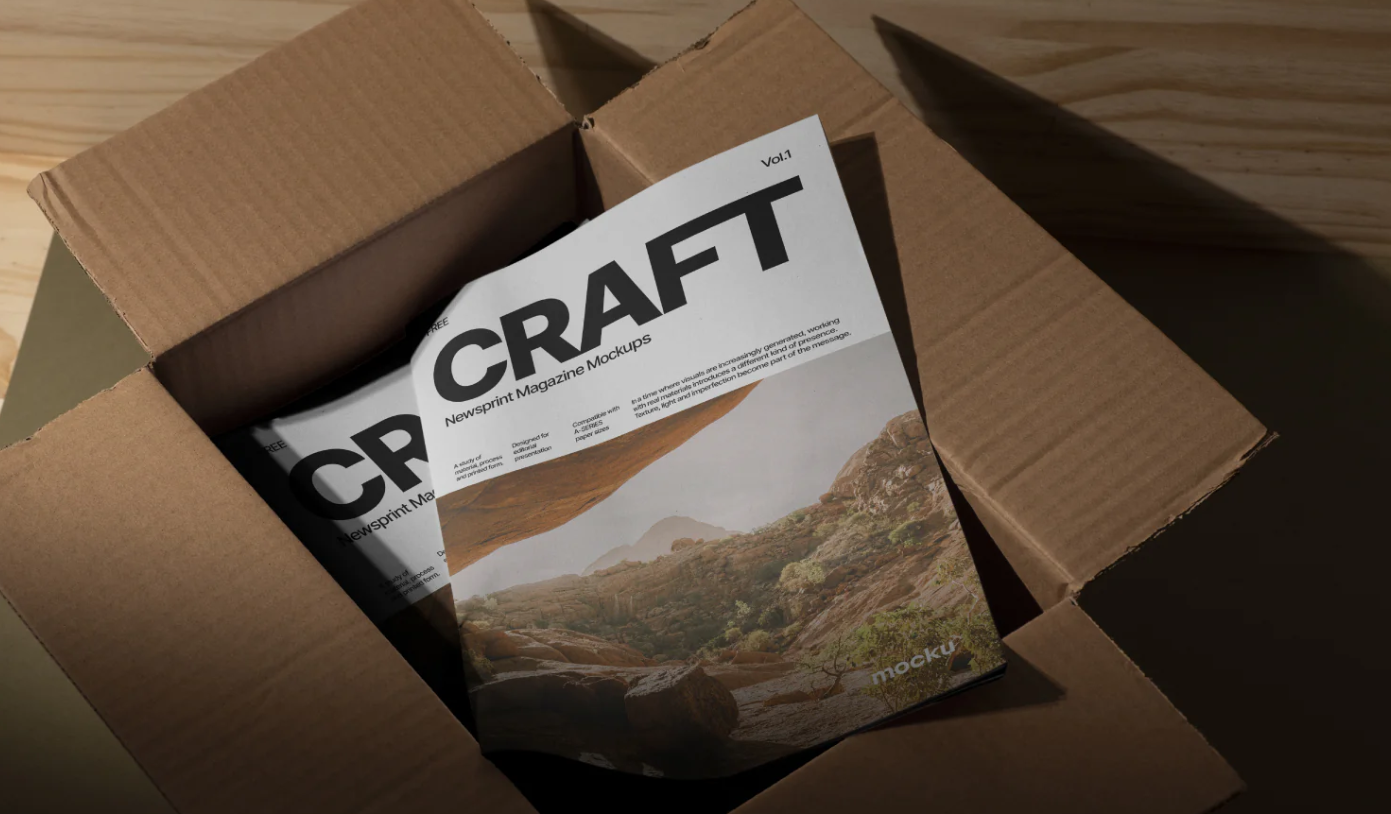 Versatile newsprint magazine mockup PSD Presentation Set