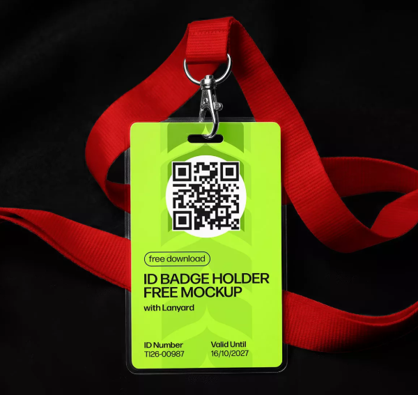 Free ID Badge Holder Mockup