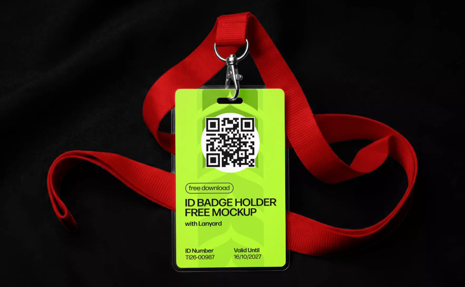 Free ID Badge Holder Mockup