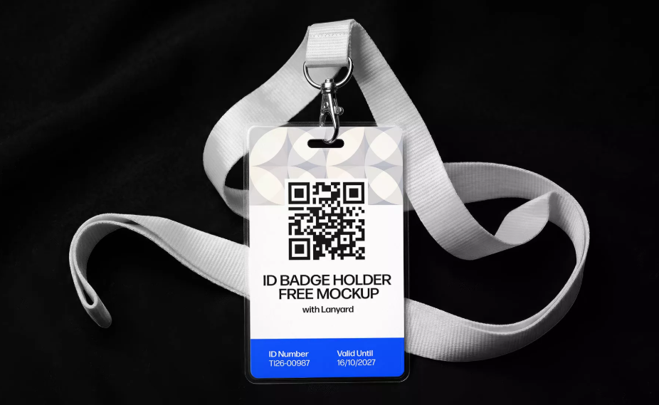 Free ID Badge Holder Mockup