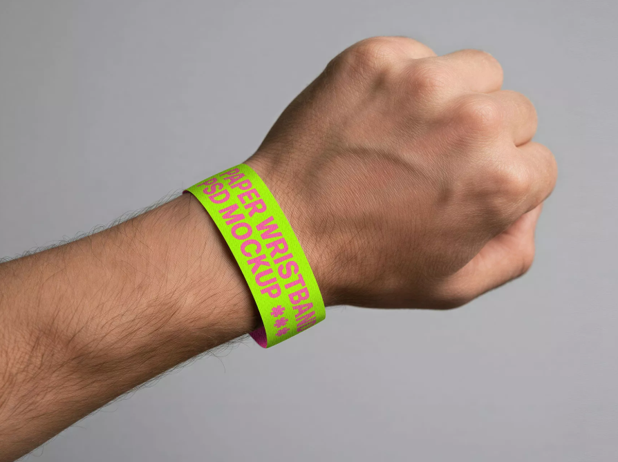 Free Paper Wristband Mockup