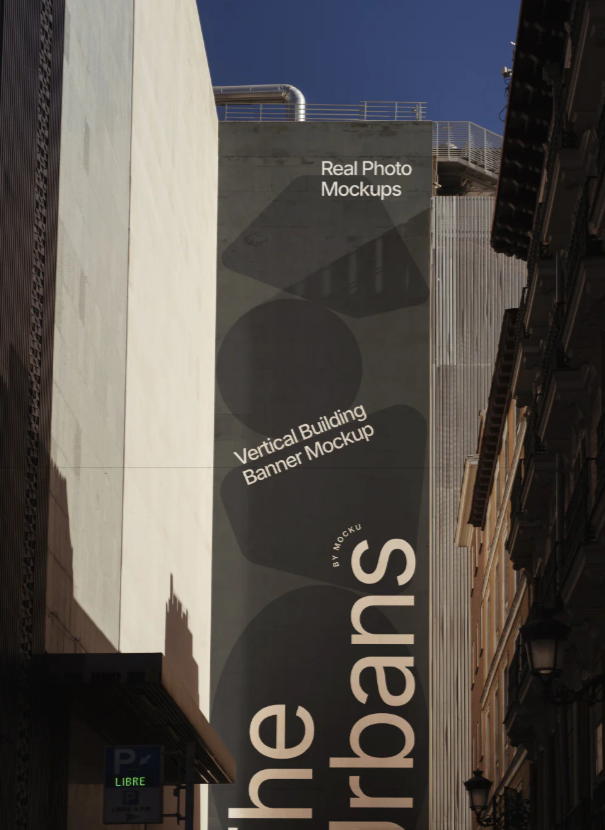 Free Vertical Building Banner Mockup