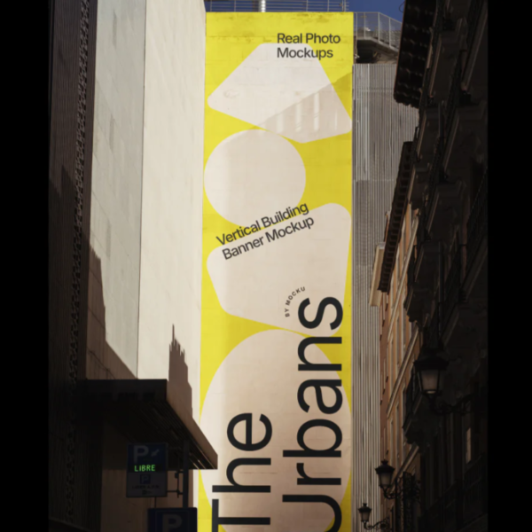 Free Vertical Building Banner Mockup
