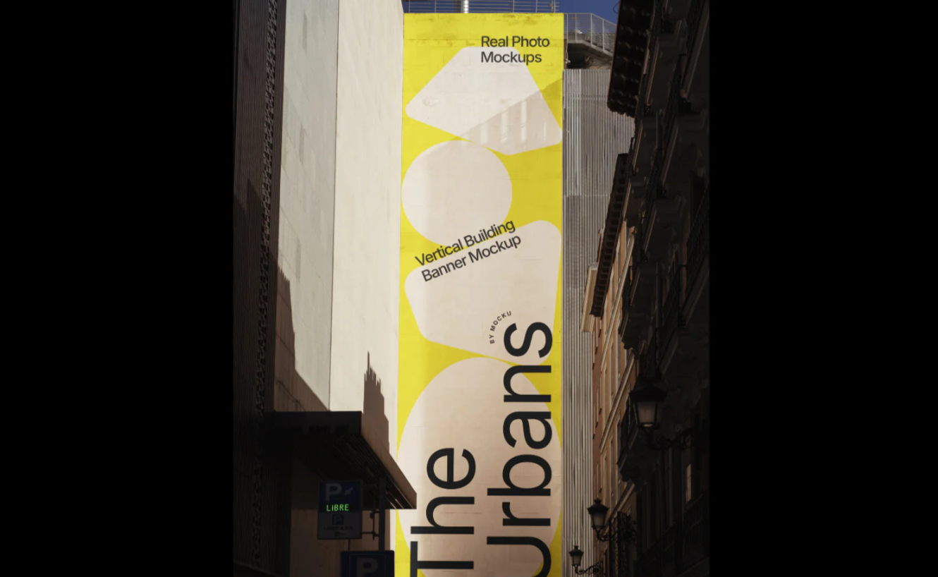 Free Vertical Building Banner Mockup