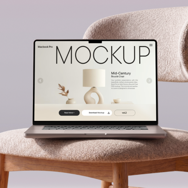 MacBook Pro on Boucle Mockup
