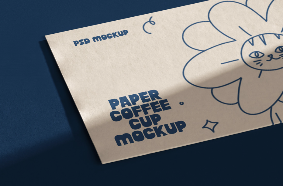 Paper Hot coffee cup & Business card PSD Mockup