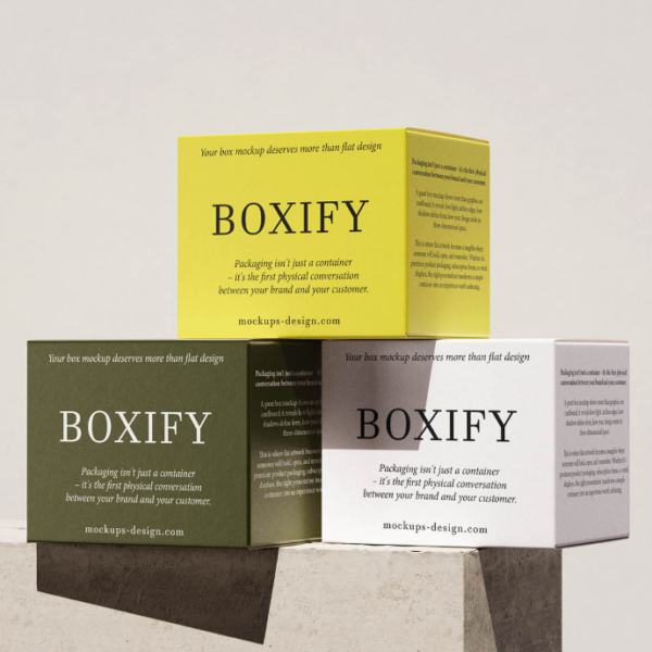 Square cardboard Box Mockup
