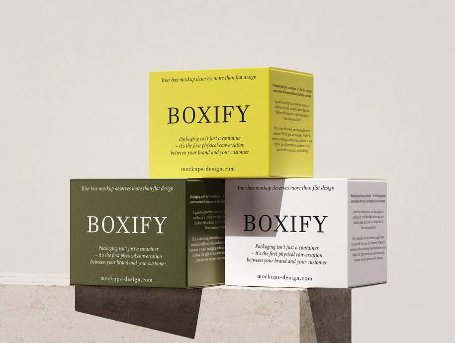 Square cardboard Box Mockup