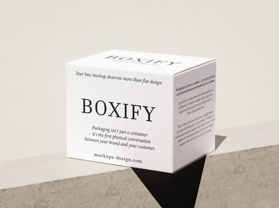Square cardboard Box Mockup
