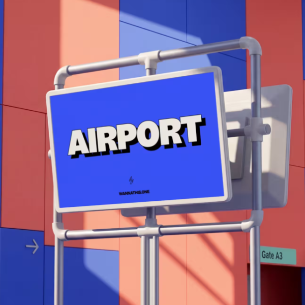 Free Airport Standing Sign mockup