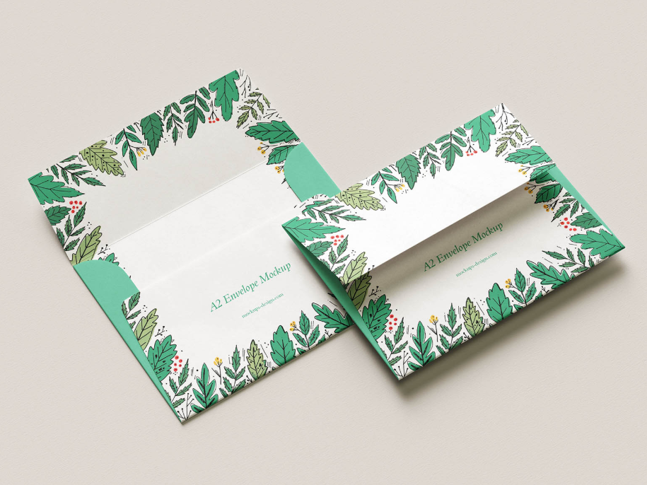Open Flap A2 envelope mockup