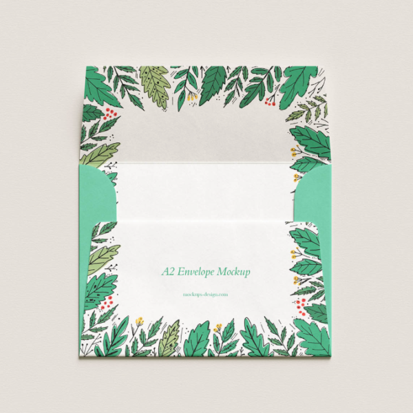 Open Flap A2 envelope mockup