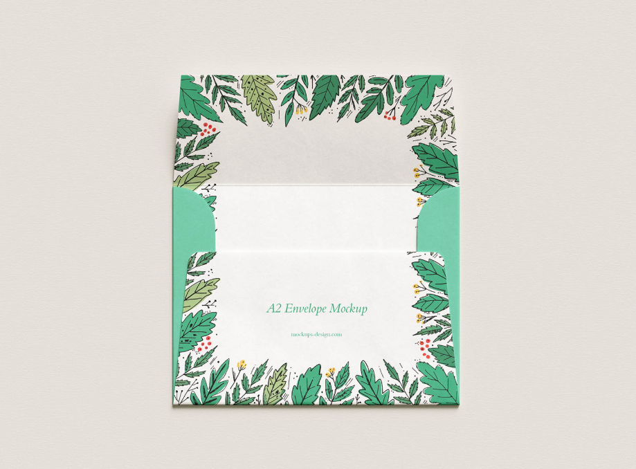 Open Flap A2 envelope mockup