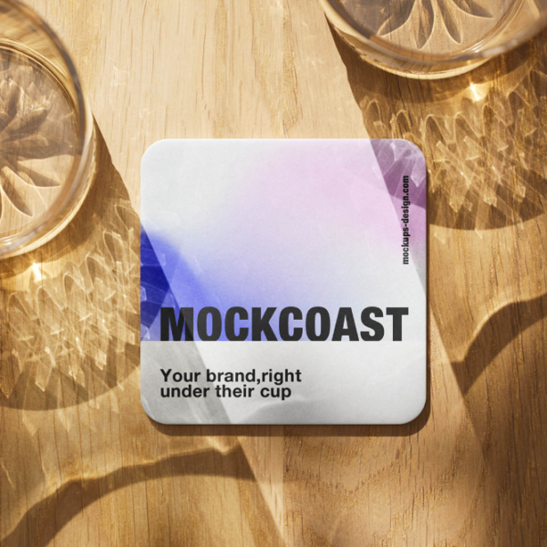Square Roundedcorner Drinks coaster Mockup