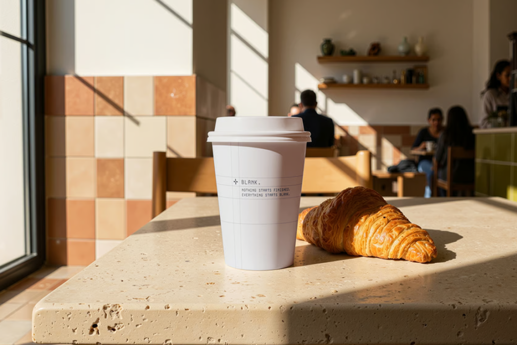 coffee cup Mockup Stone Table Free PSD Mockup