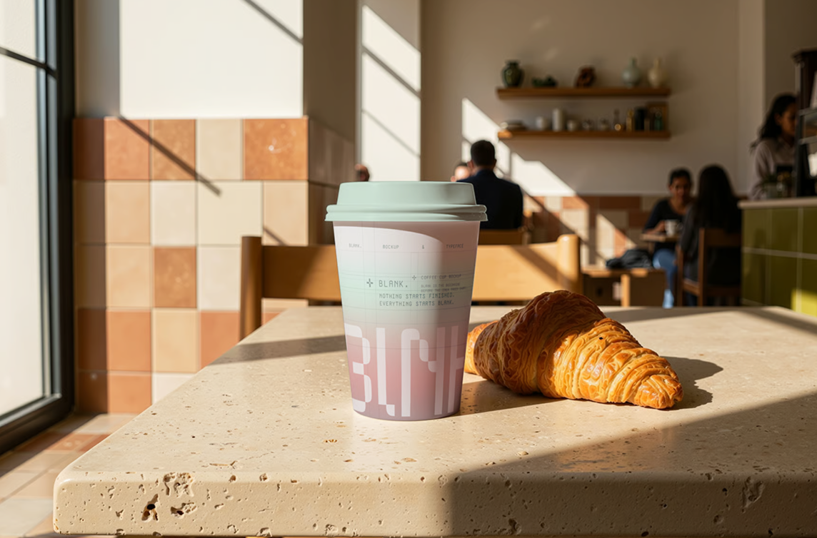 coffee cup Mockup Stone Table