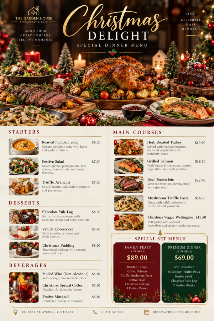 Christmas Menu 2026  Modern & Minimal Restaurant Menu Design