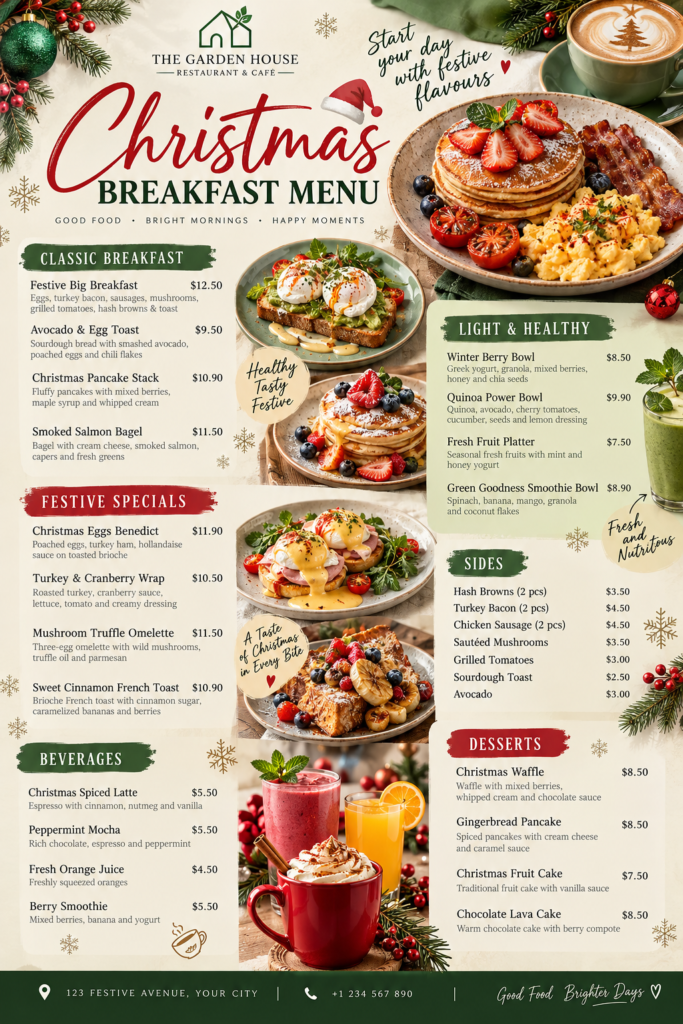 Christmas Menu 2026 Modern & Minimal Restaurant Menu Design
