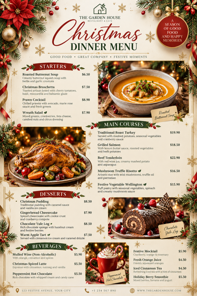 Christmas Menu 2026 Modern & Minimal Restaurant Menu Design