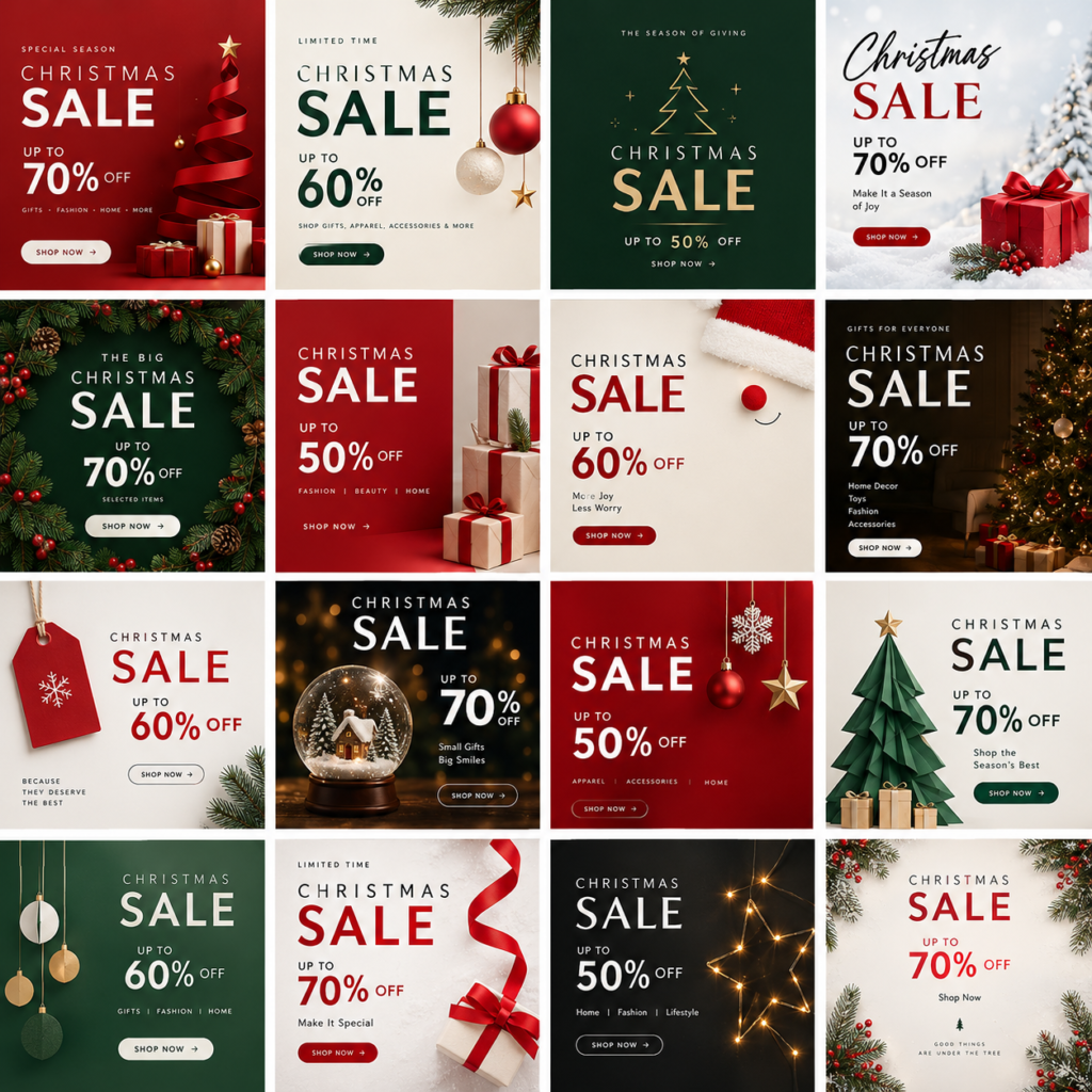 Christmas Sale Poster Design 2026 - Modern Festive Posters & Flyers