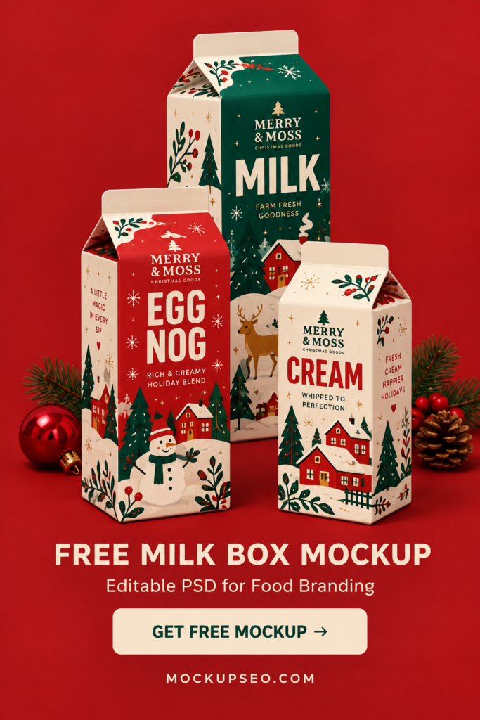 3. christmas Milk and eggnog carton Mockups