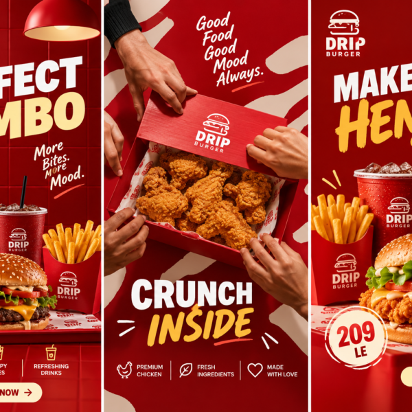 Creative Burger Branding Packaging & Fast Food Advertising Design