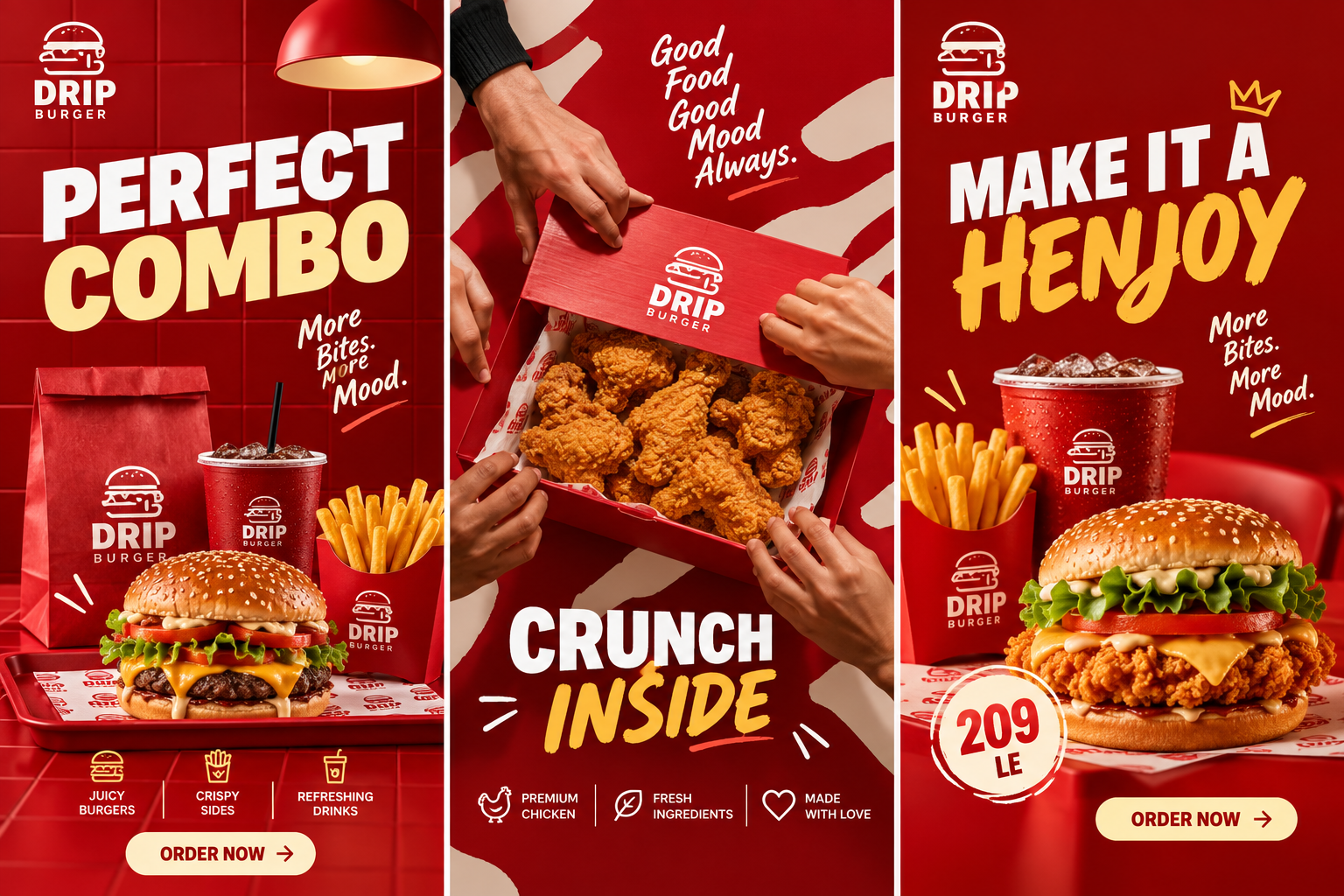 Creative Burger Branding Packaging & Fast Food Advertising Design