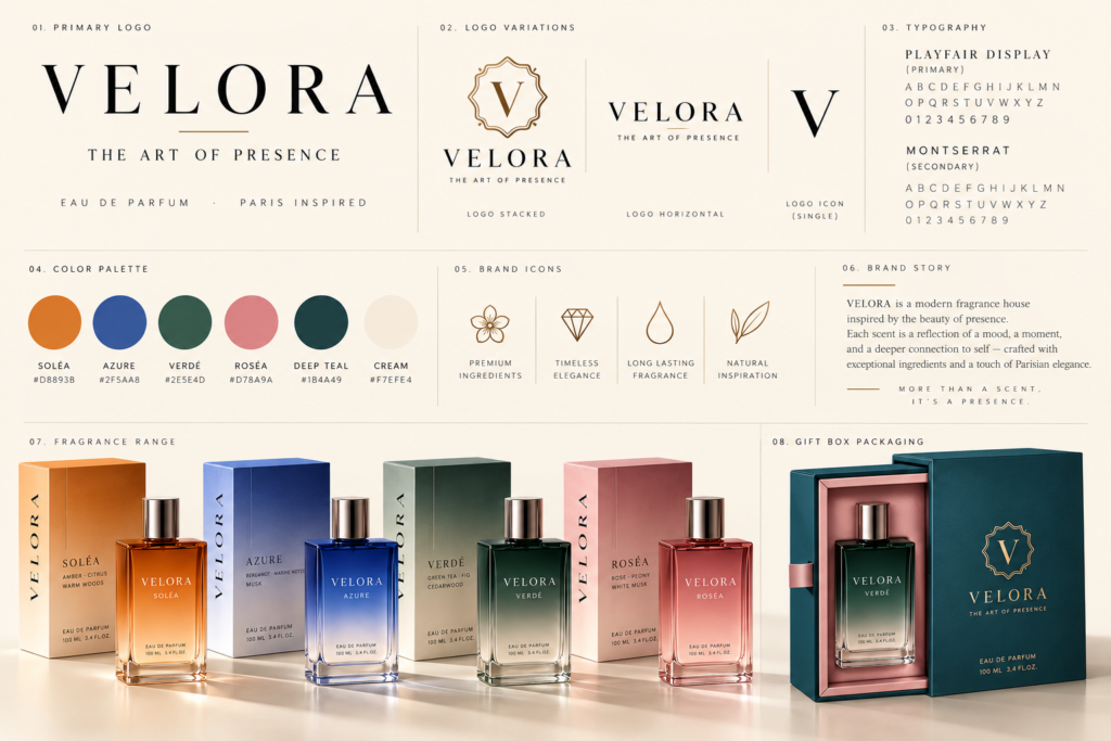 VELORA - Luxury Perfume Branding & Packaging Design